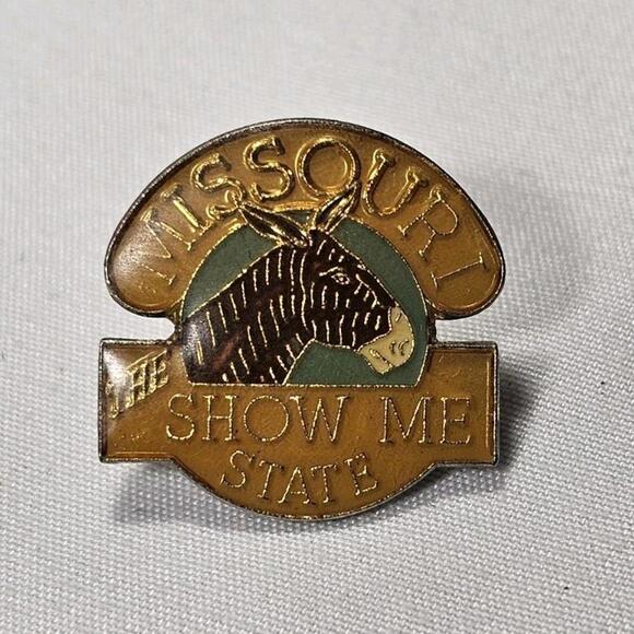 Vintage Travel Missouri The Show Me State Mules Enamel Hat Pin USA 1960-70s - Picture 1 of 4